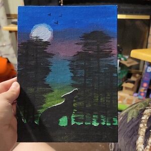 Moonlit Forest Silhouette Canvas Art